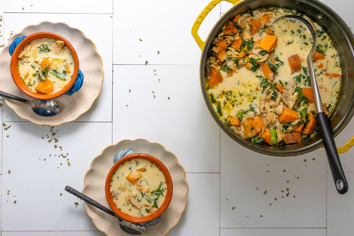 Chicken Sweet Potato Soup overhead.