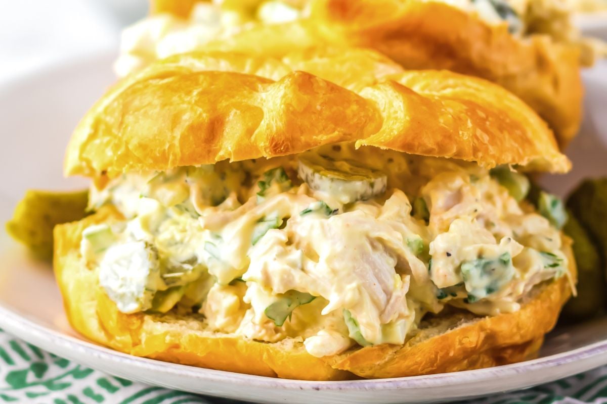 Dill Pickle Chicken Salad close up look.