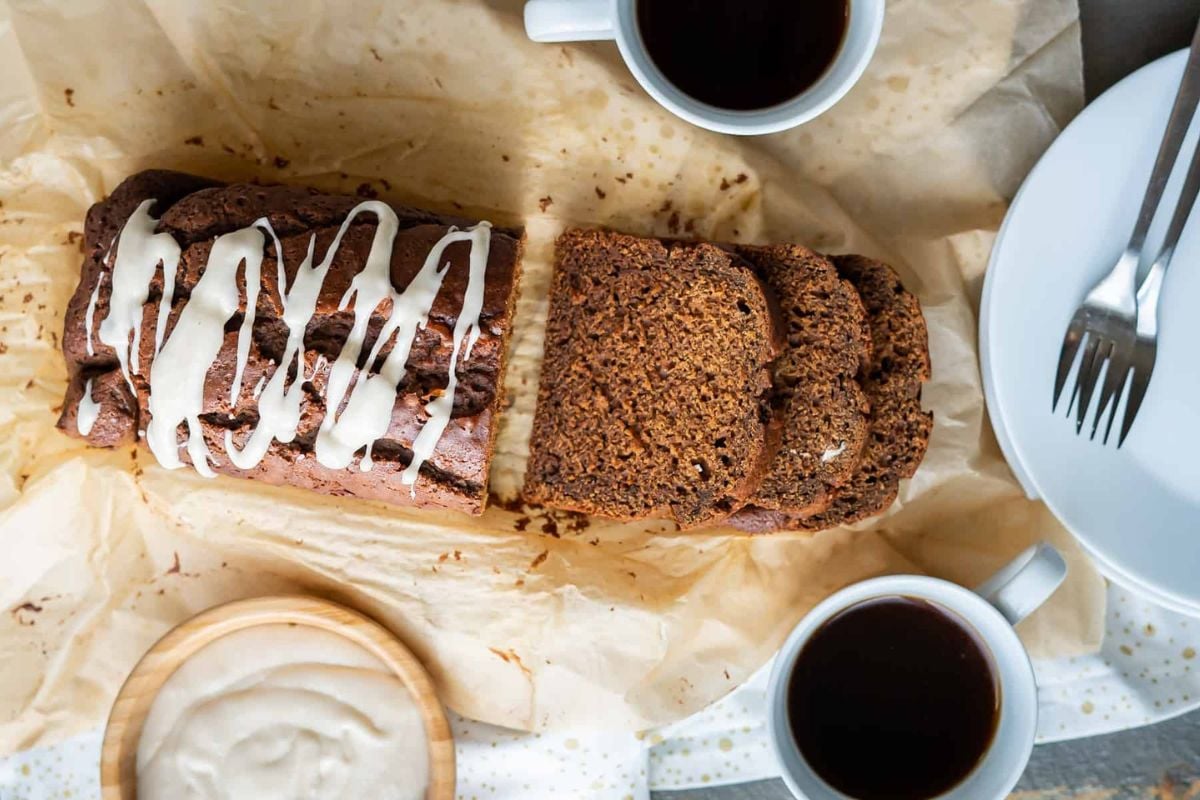 Gingerbread Loaf Cake overhead view.
