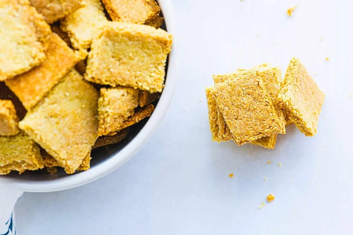 Homemade Cheez-Its overhead view.