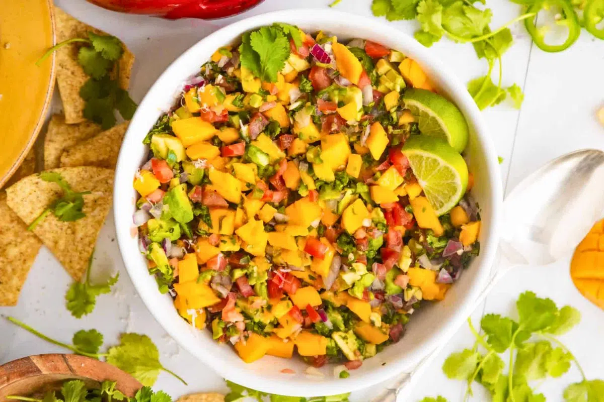 Mango Avocado Salsa in a bowl.