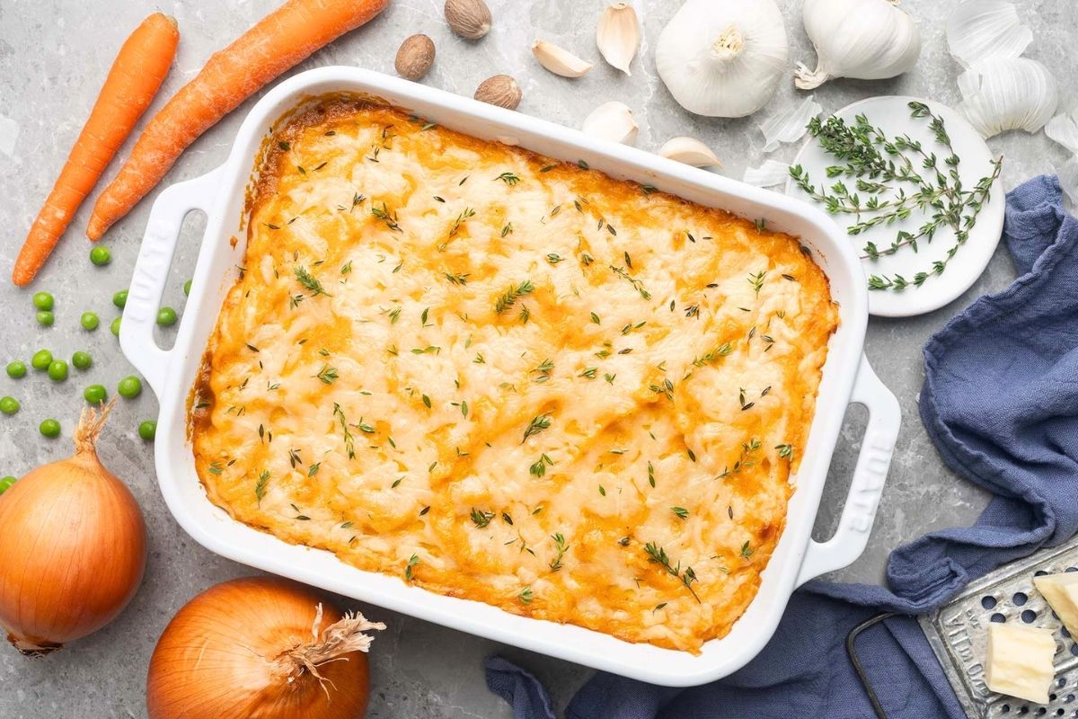 Sweet Potato Cottage Pie overhead view.