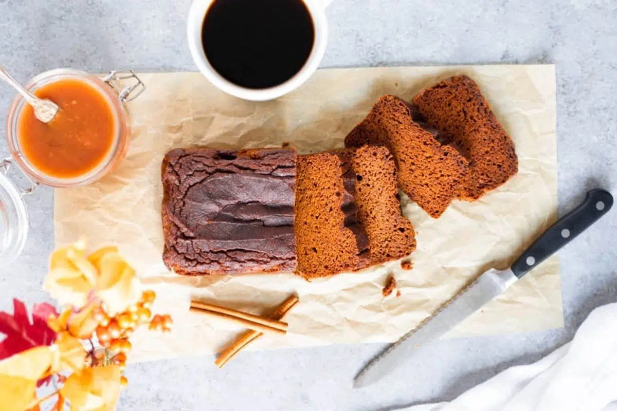 Grain-Free Pumpkin Bread overhead view.