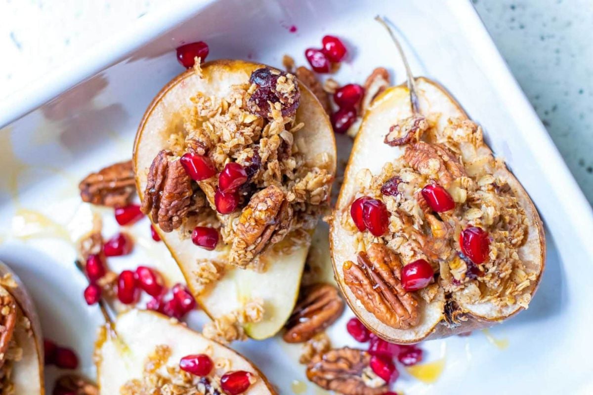Baked Pears close up look.