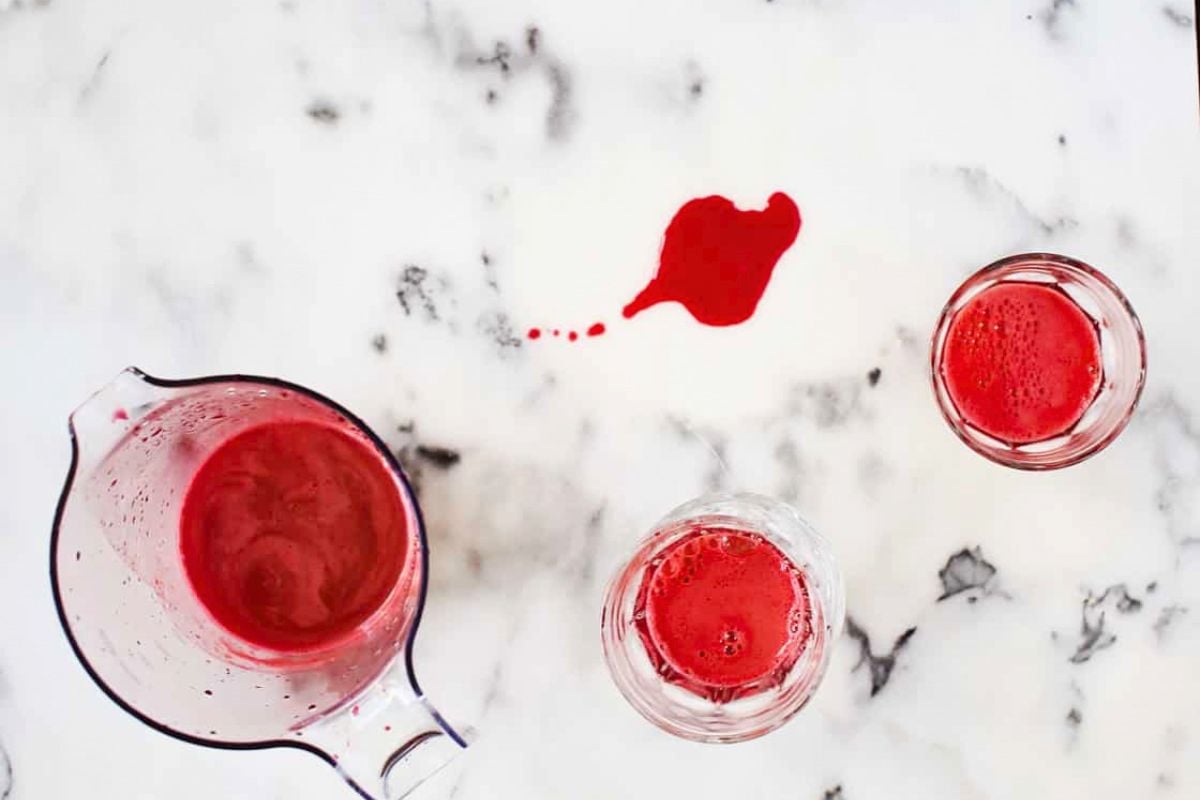 ABC (Apple, Beet, Carrot) Juice overhead view.