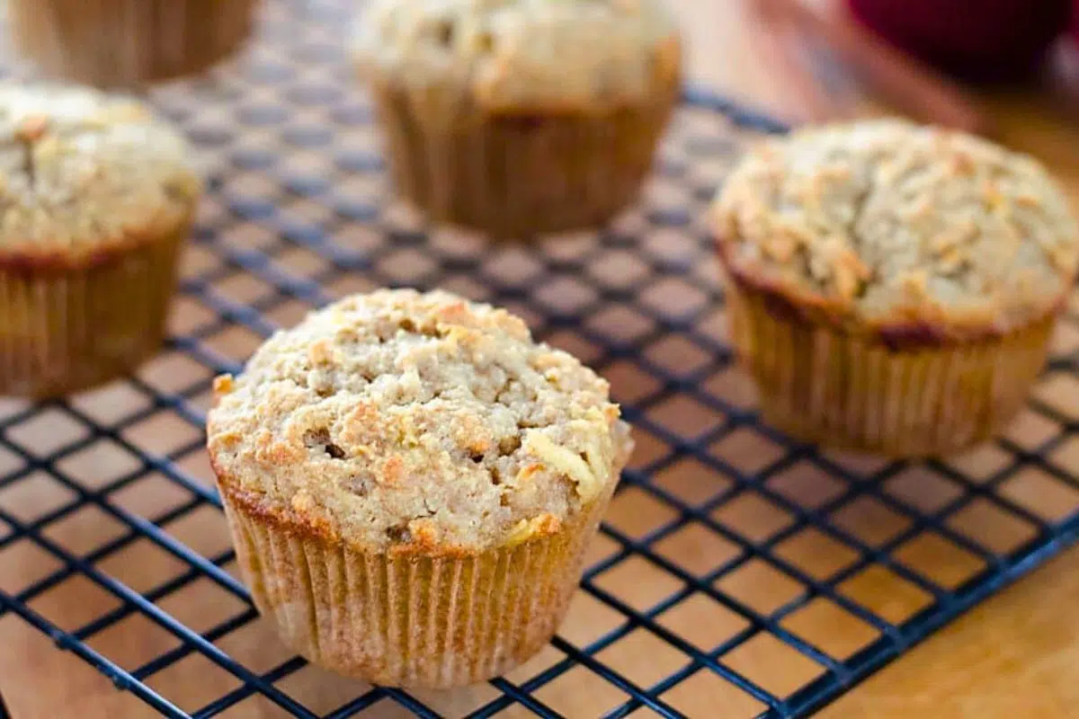 Almond Flour Apple Muffins close up look.