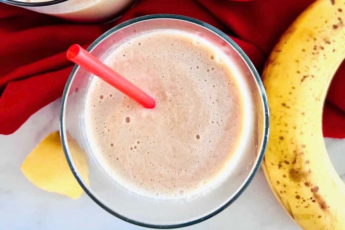 Apple Banana Smoothie overhead view.