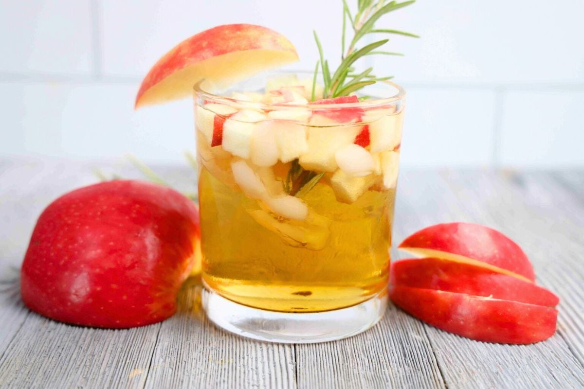 Apple Cider Whiskey Cocktail in a glass.