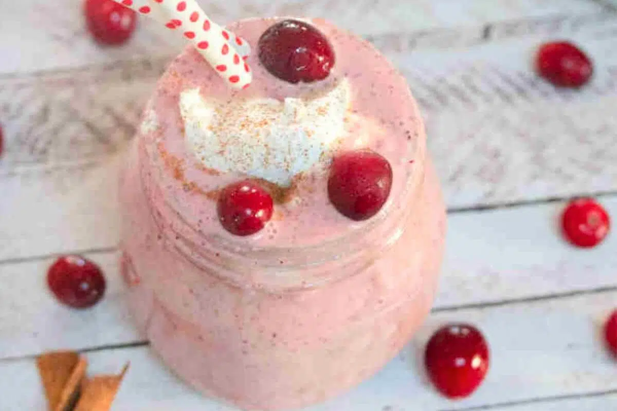 Apple Cranberry Protein Smoothie close up look.