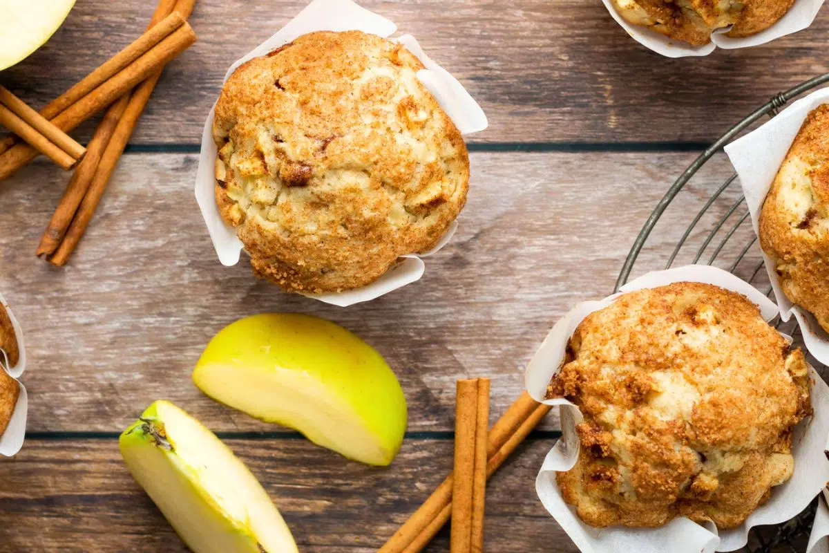 Apple Muffins overhead view.