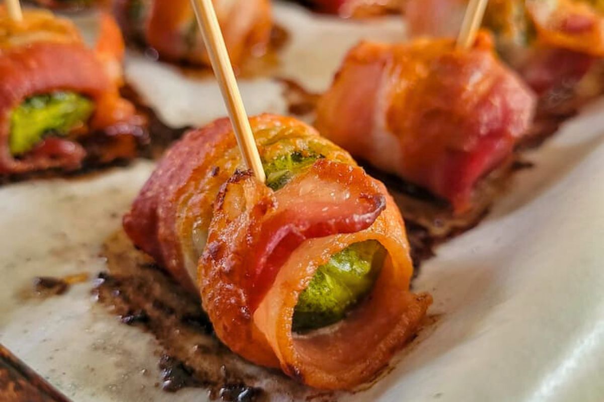 Bacon and Brussels Sprouts close up look.