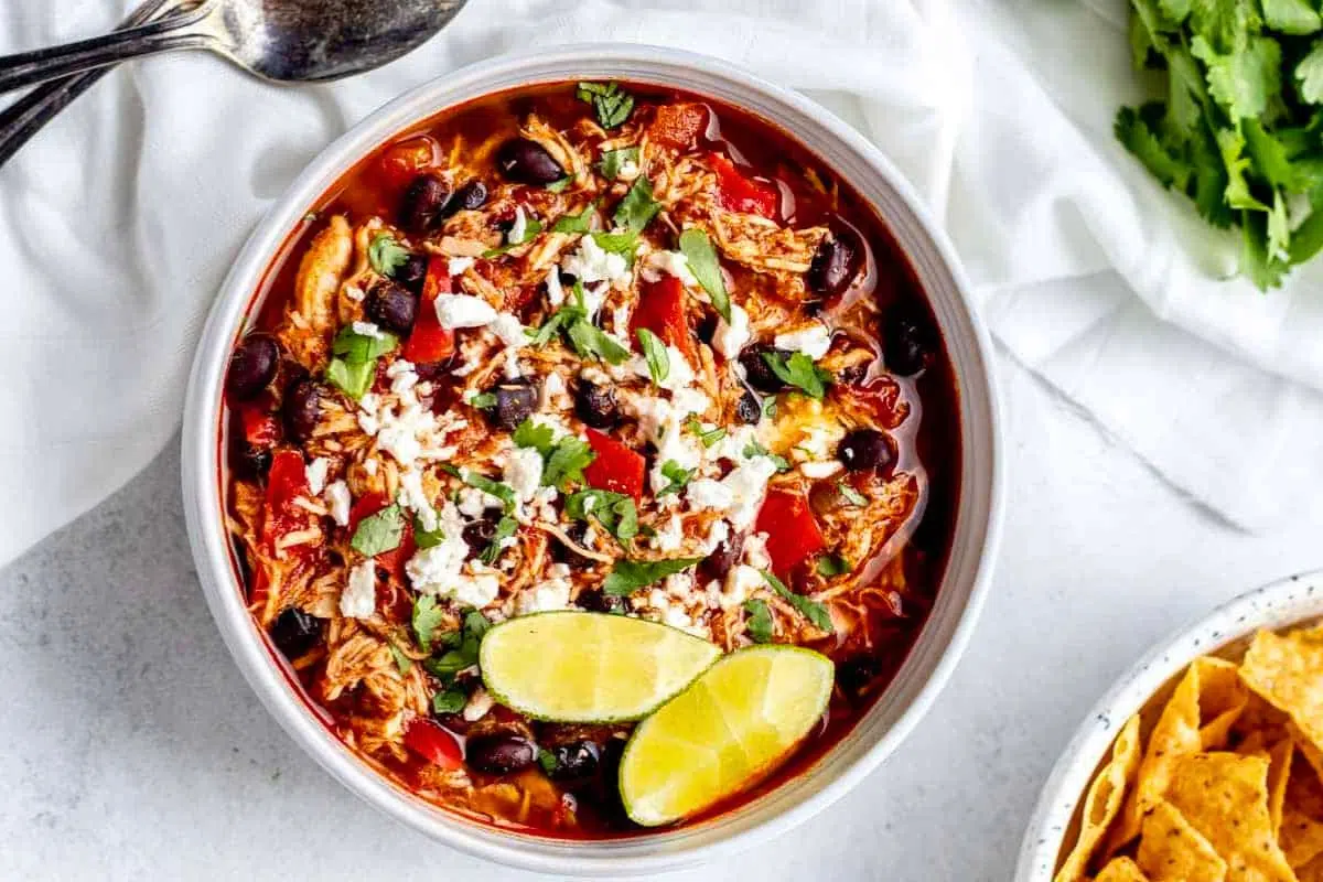 Slow Cooker Buffalo Chicken Chili served in a bowl.