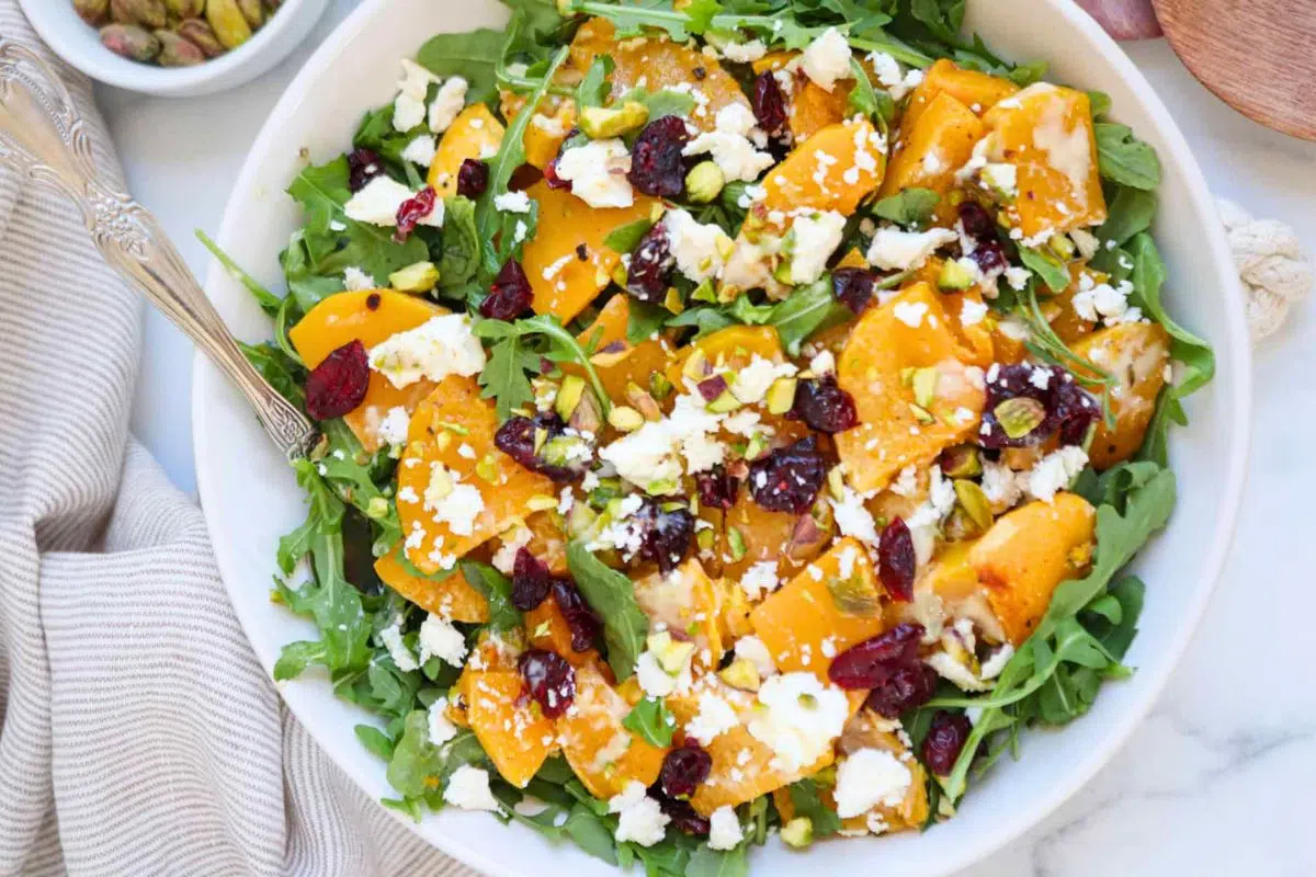 Butternut Squash Feta Salad in a bowl.