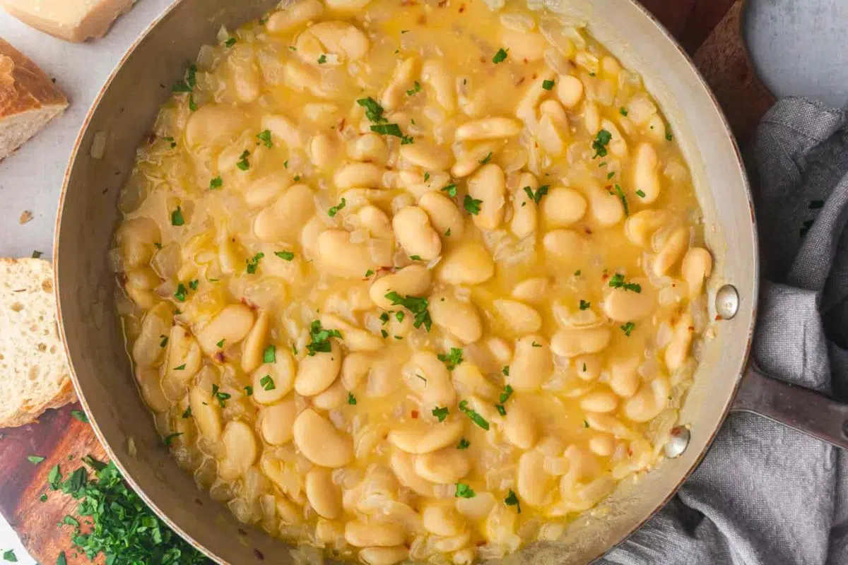 10 “Forgotten” Pantry Staples Our Grandmothers Always Had on Hand 11 Canned Butter Beans overhead view.