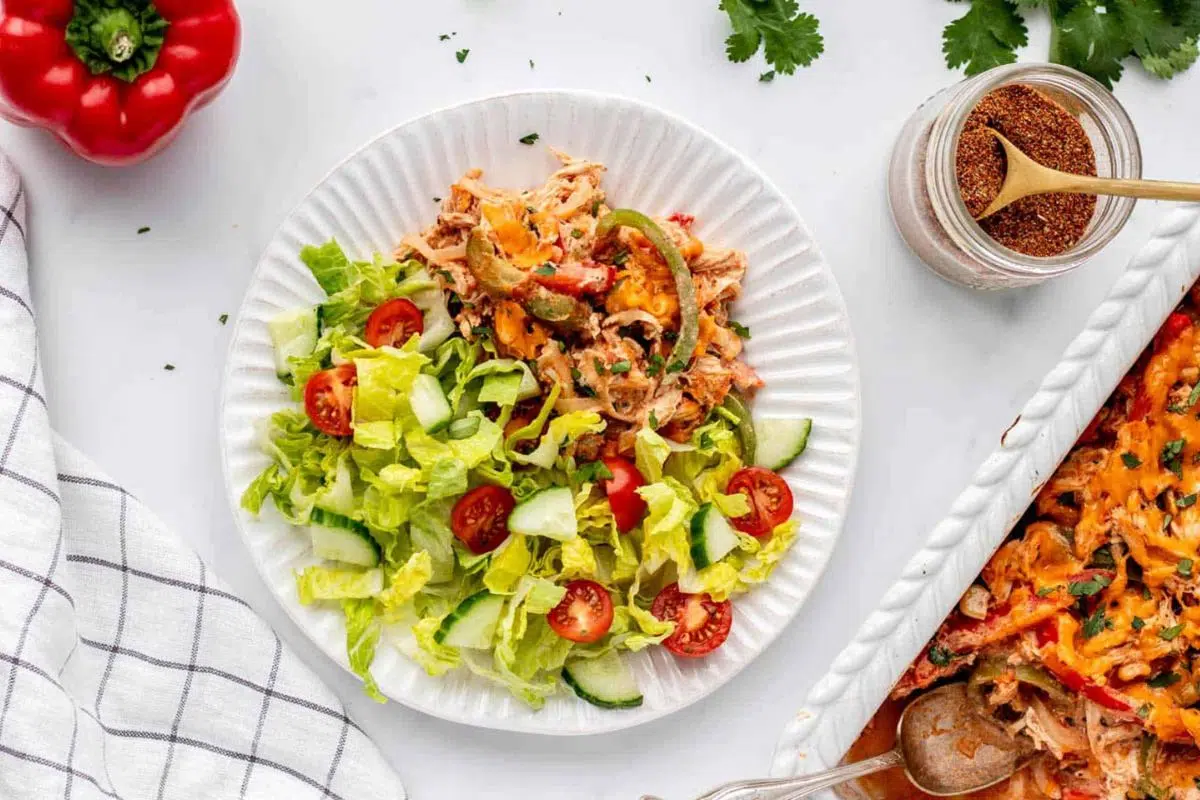 Chicken Fajita Casserole on a plate.