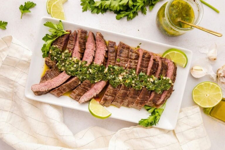 Chimichurri Steak overhead view.