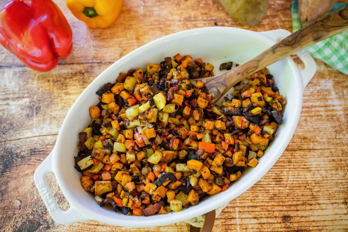 Diced Potatoes Hash Browns overhead view.