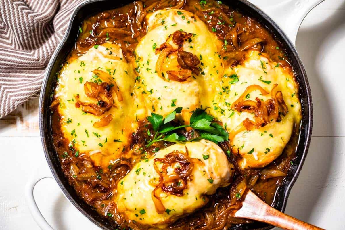 French Onion Chicken in a pan.