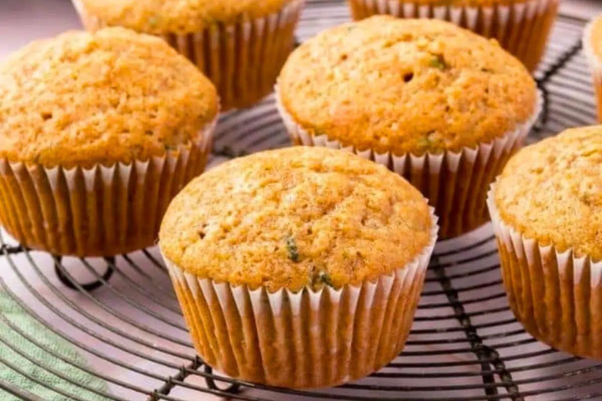 Zucchini Muffins on a cooling rack.