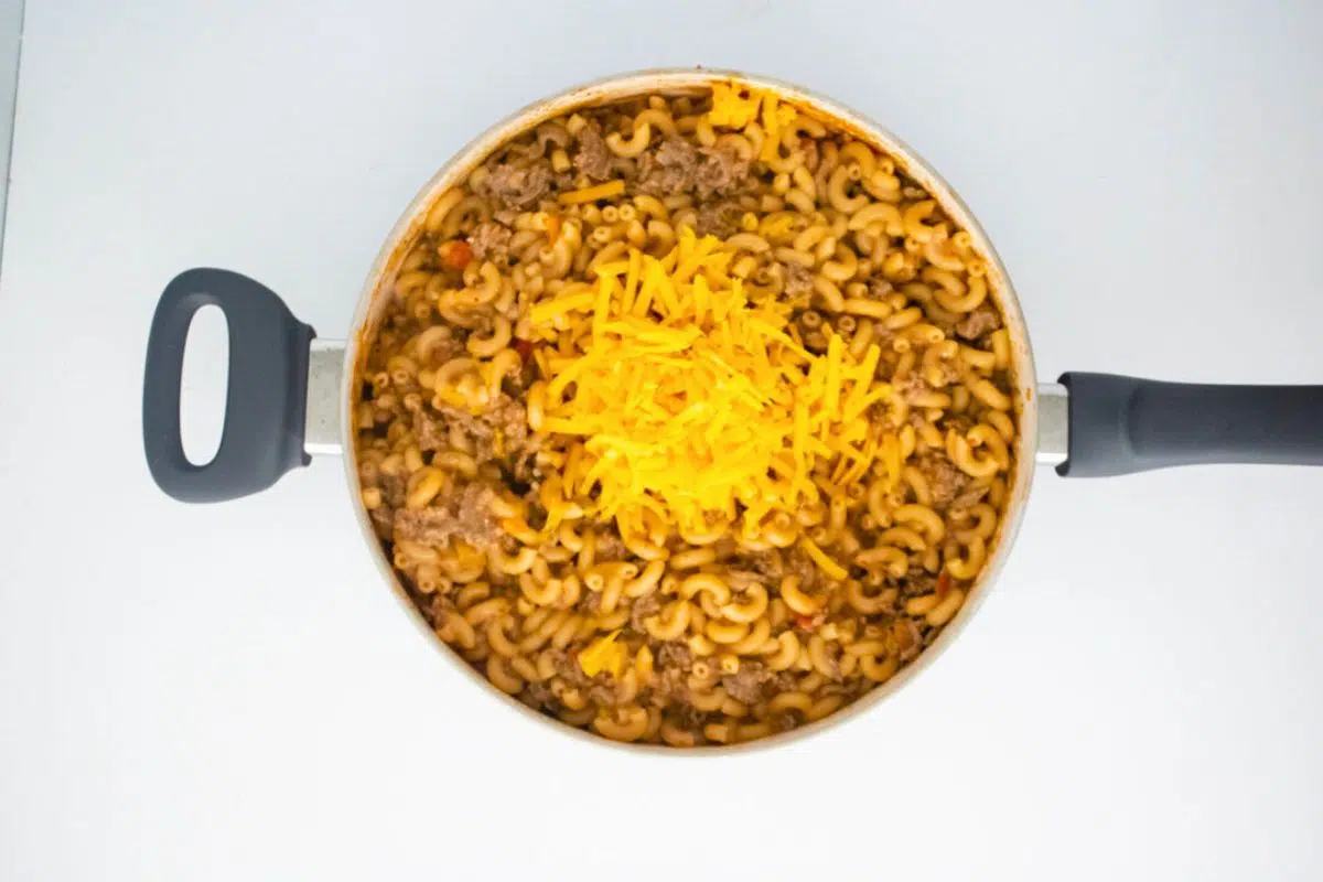 Hamburger Helper overhead view.
