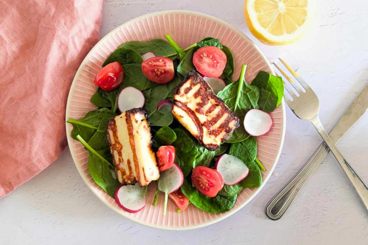 Honey Air Fryer Halloumi on a plate.