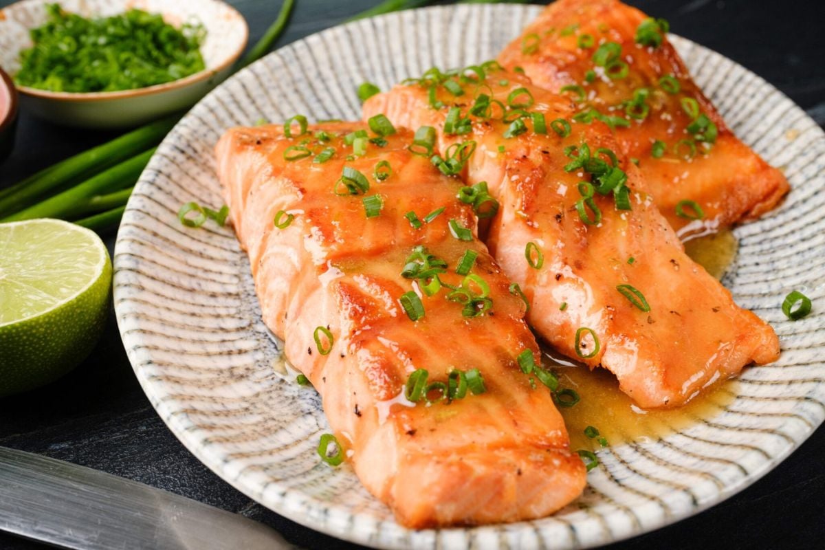 Honey Glazed Salmon on a plate.
