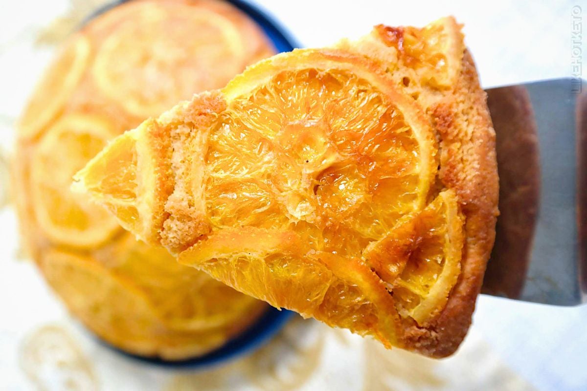 Keto Orange Cake close up look.