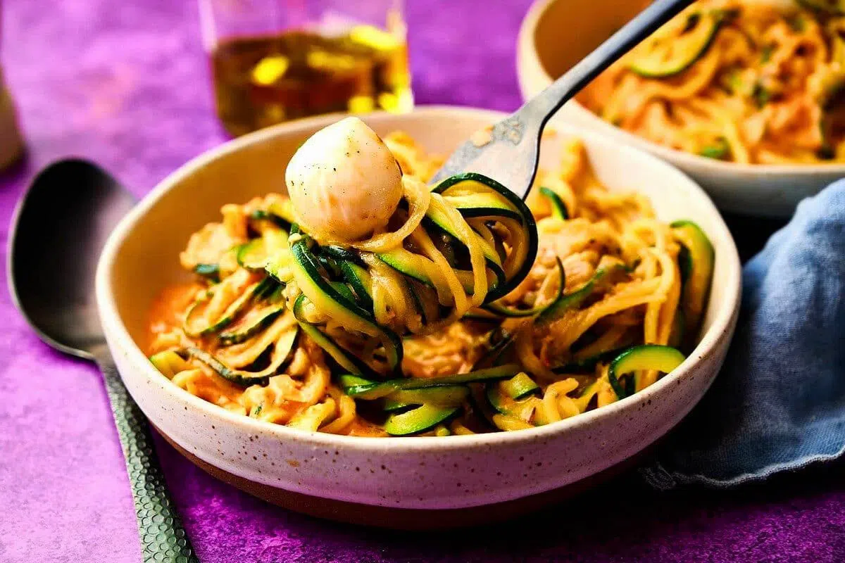 Keto Zucchini Noodles on a plate.
