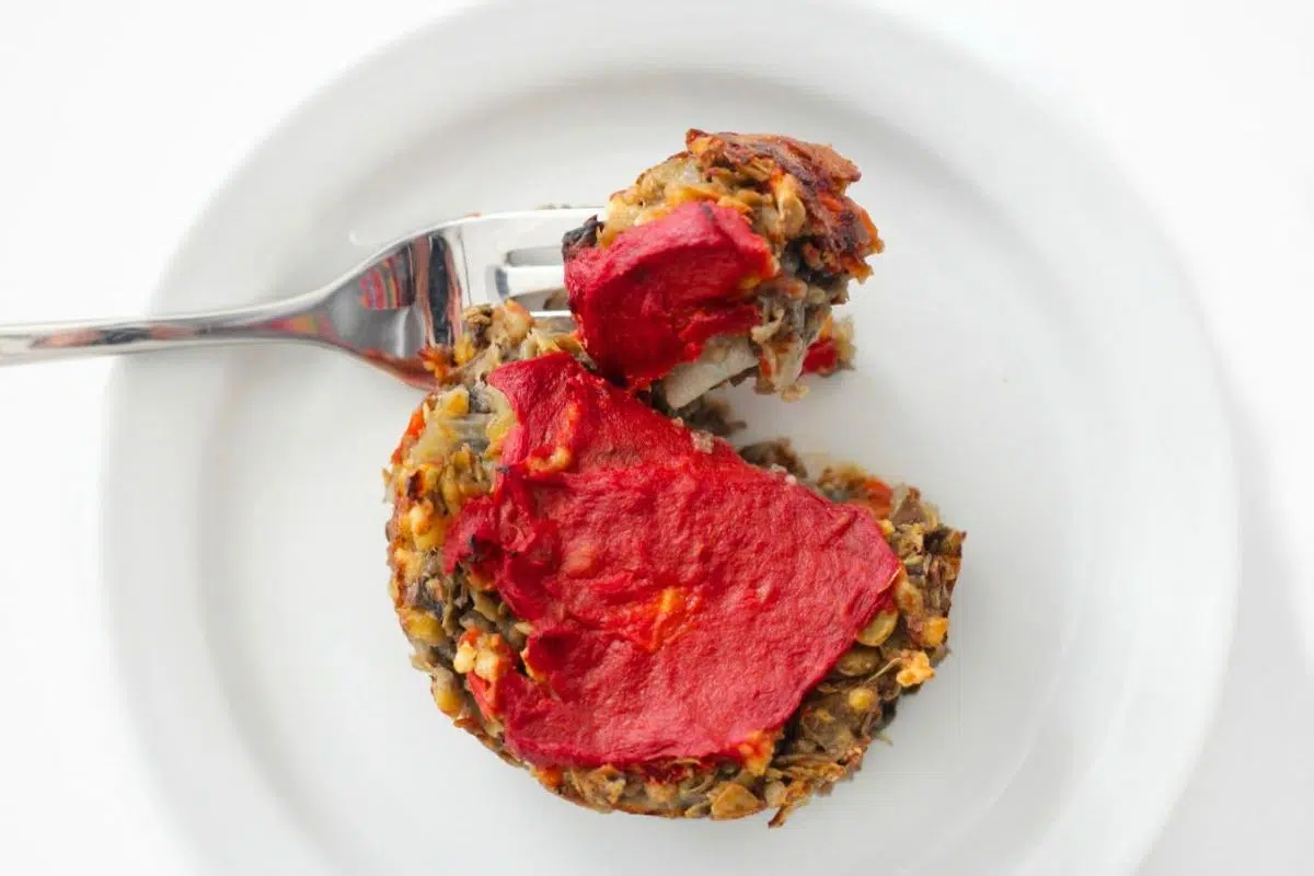 Vegan Meatloaf Muffins on a plate.