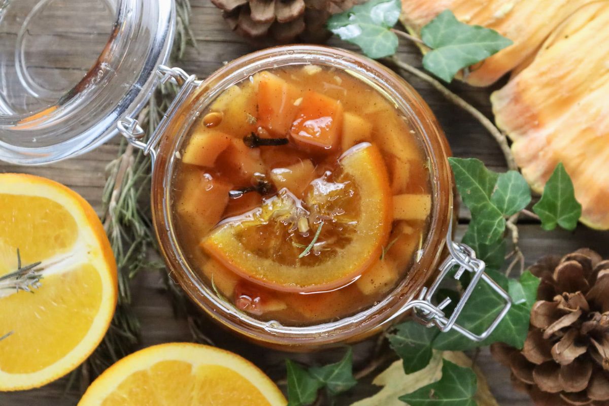 Preserved Chicken of The Woods Mushroom Dessert overhead view.