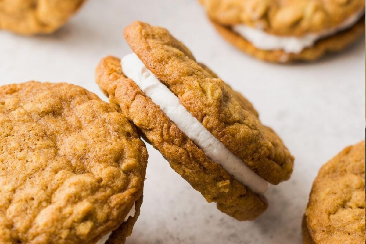 Pumpkin Oatmeal Cream Pies close up look.