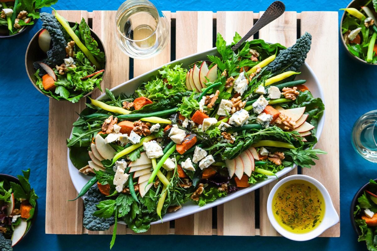 Rocket and Pear Salad overhead view.