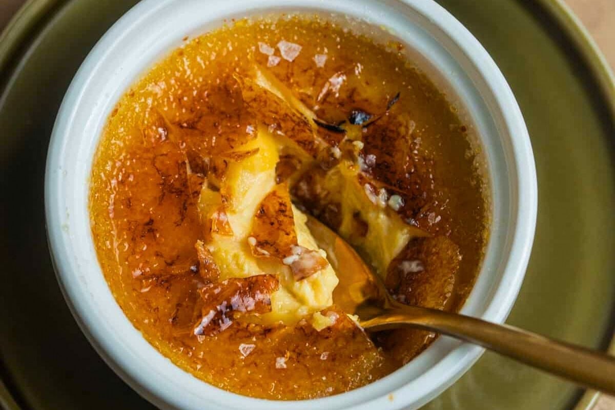 Salted Maple Crème Brûlée close up look.