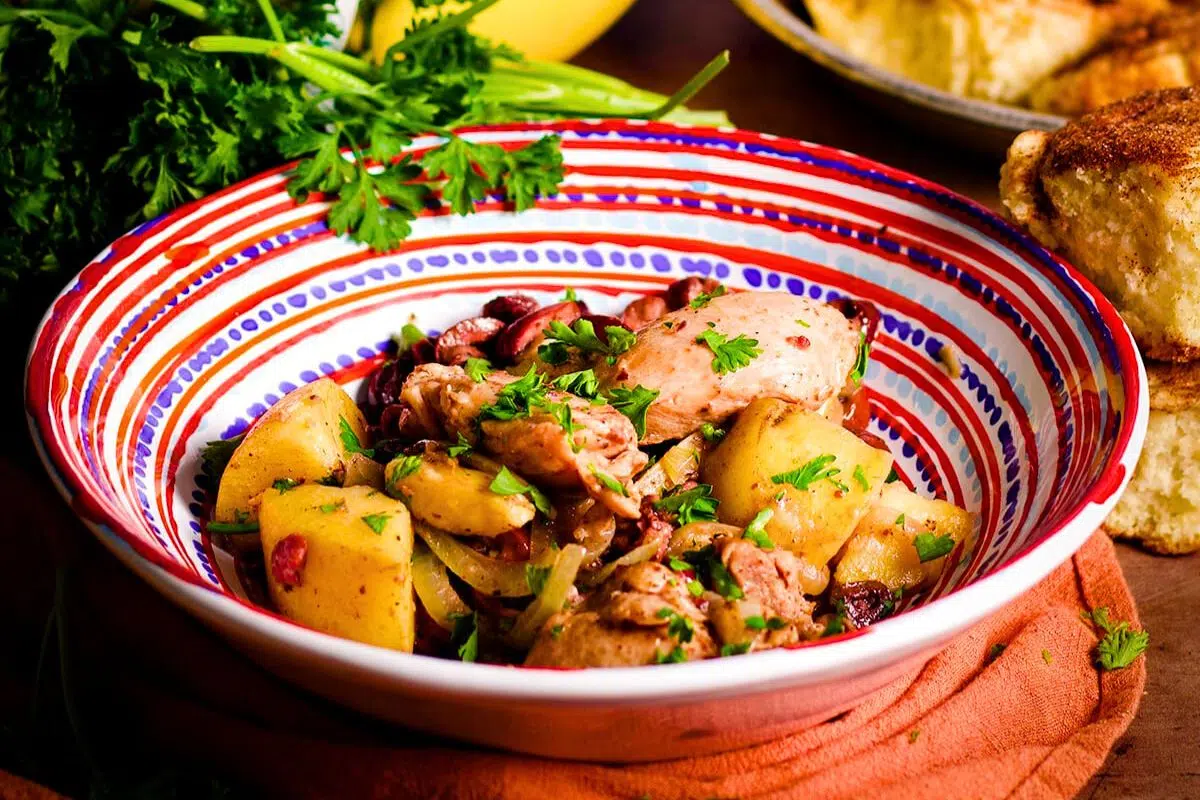 Skillet Chicken and Potatoes in a bowl.