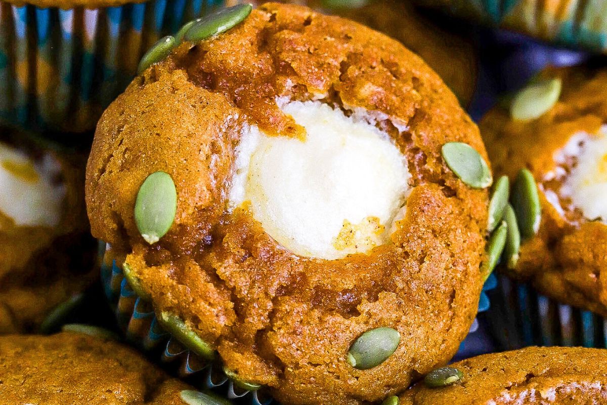 Starbucks Pumpkin Cream Cheese Muffins close up look.