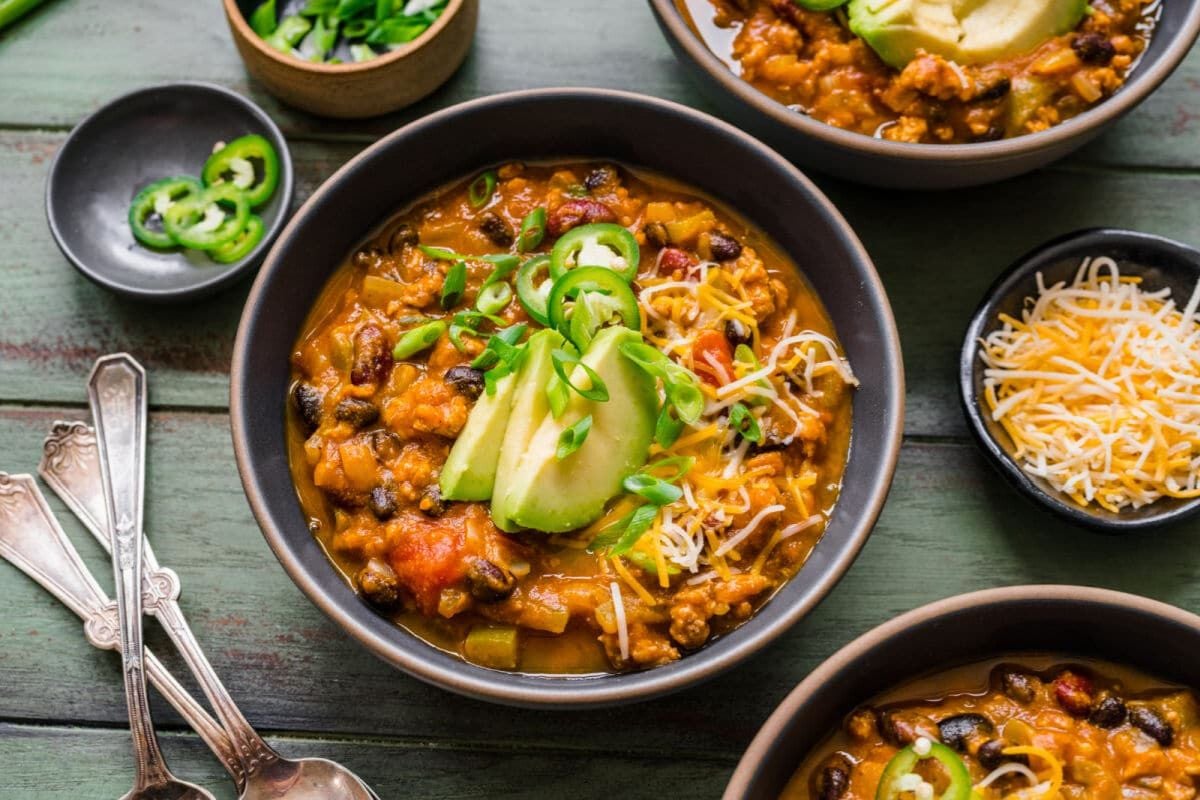 Turkey Pumpkin Chili in a bowl.
