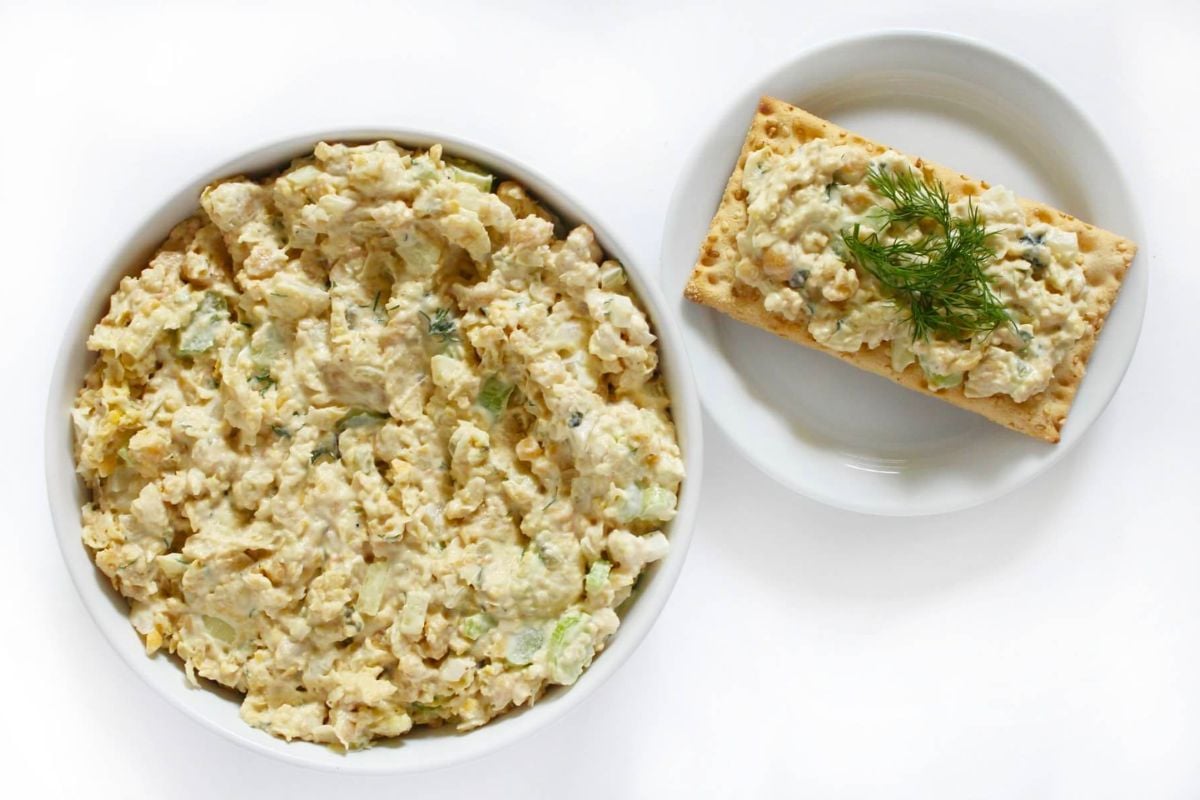 Vegan Chickpea Tuna Salad overhead view.