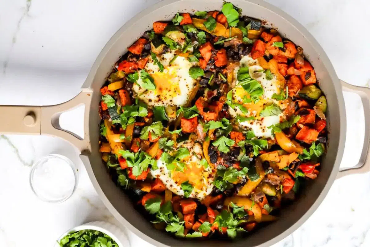 Mexican Veggie Breakfast Skillet overhead view.
