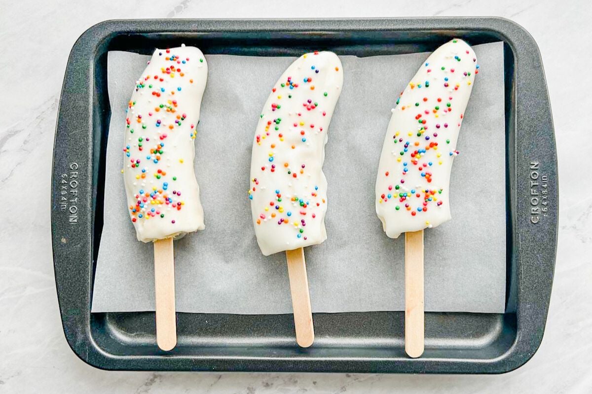 Banana Yogurt Popsicles overhead view.