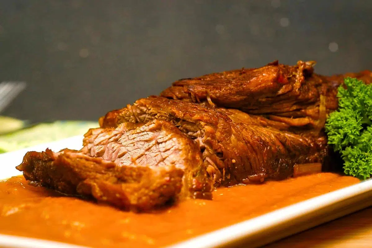 Braise Beef on a plate.