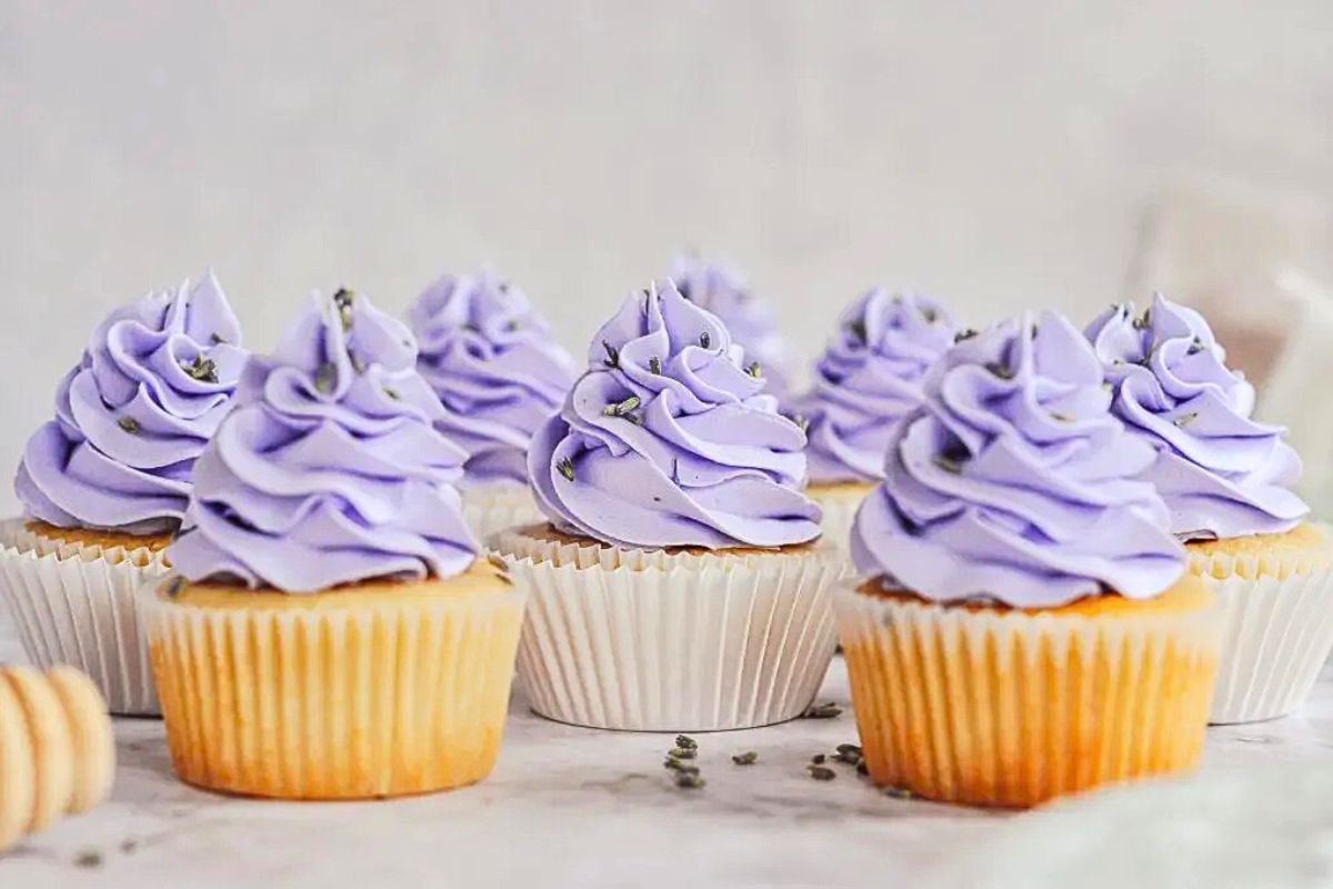 Honey Lavender Cupcakes close up look.