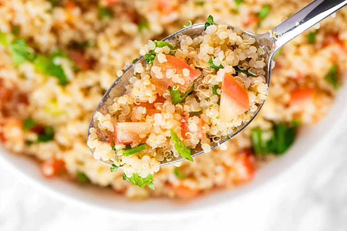 Quinoa Tabbouleh Salad close up look.