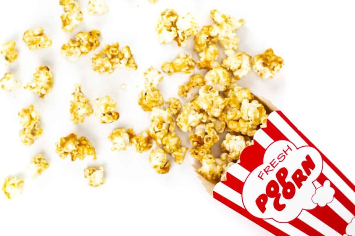 Caramel Popcorn overhead view.