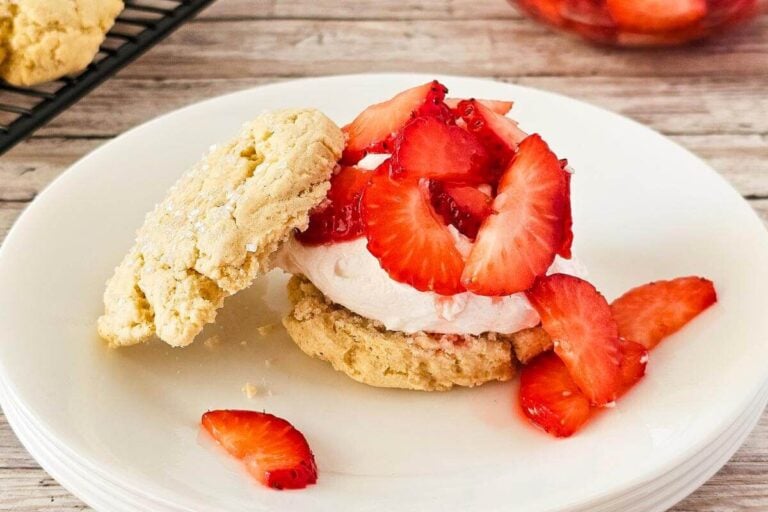 Easy Gluten Free Strawberry Shortcake on a plate.