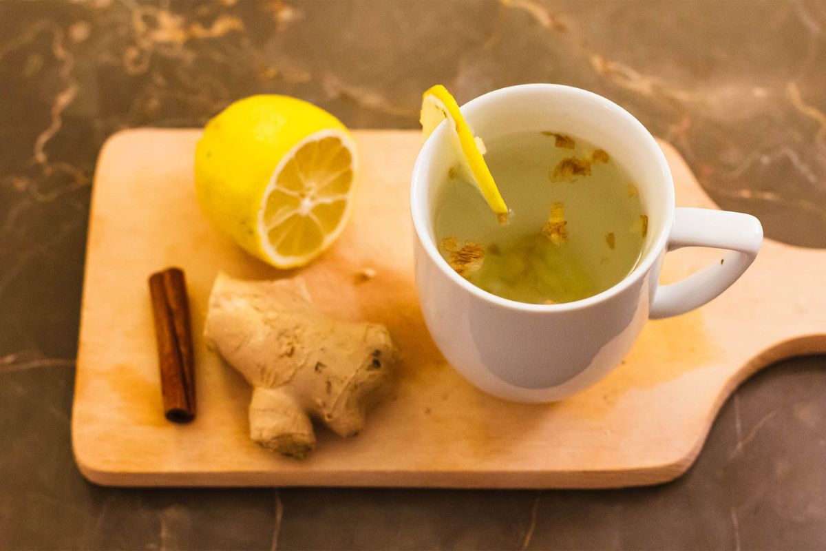 Ginger Lemon Tea overhead view.