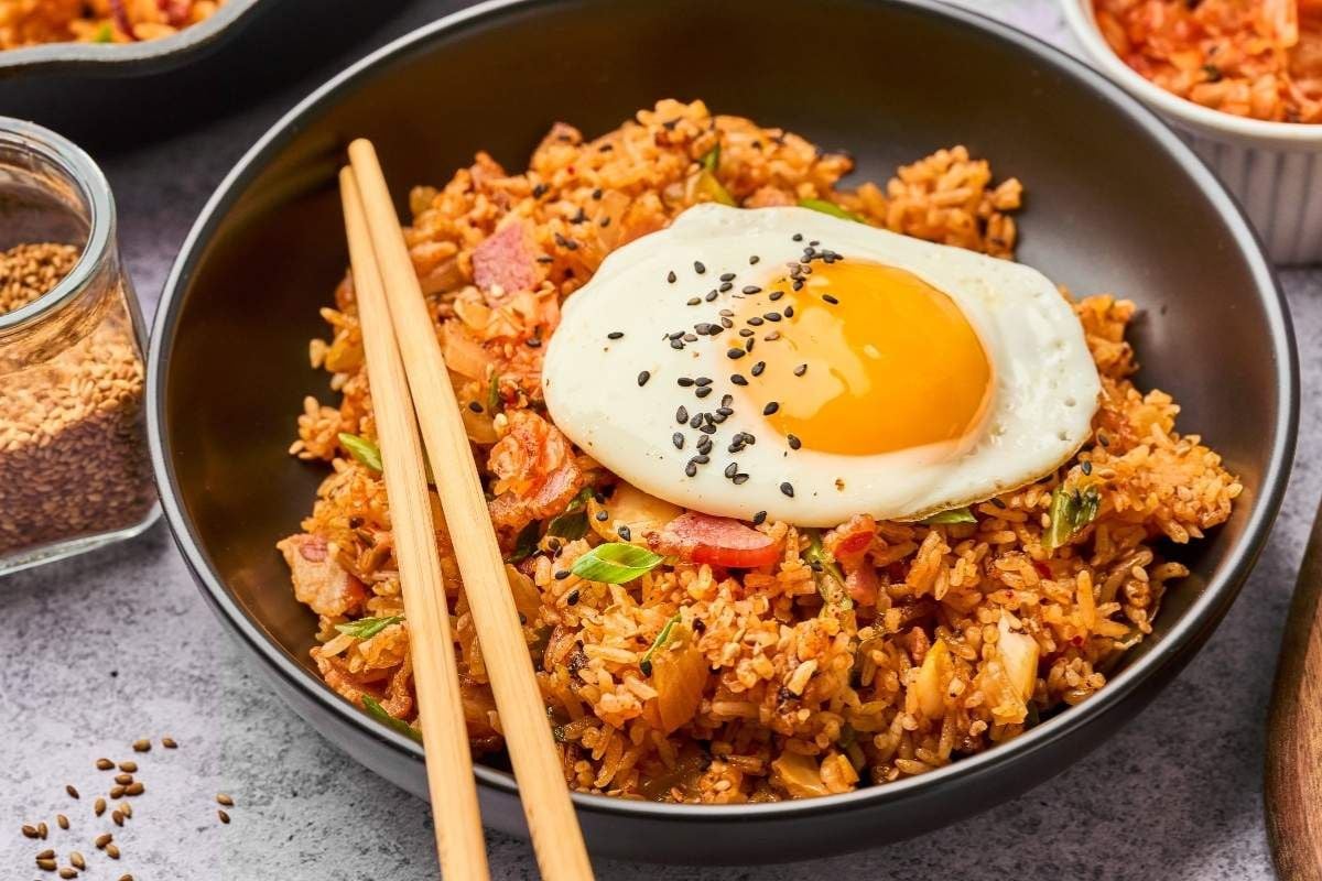 Kimchi Fried Rice in a bowl.