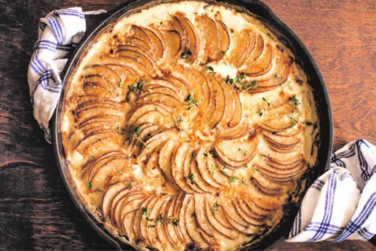 Potatoes Au Gratin overhead view.
