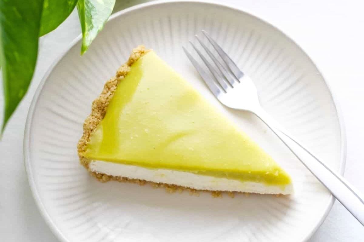 Cheesecake Lime Tart on a plate.