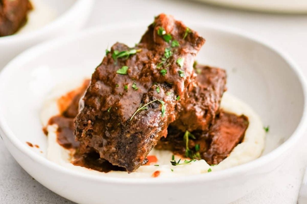 Slow Cooker Beef Short Ribs on a plate.