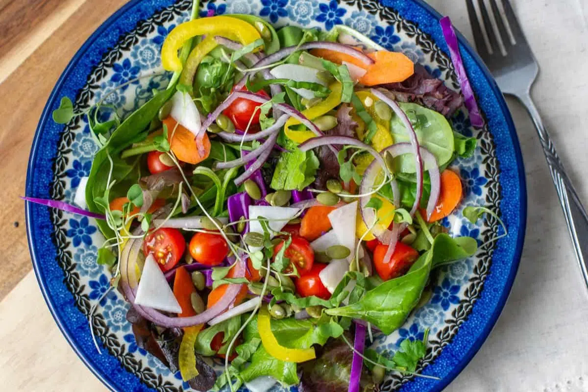 Salad on a plate.